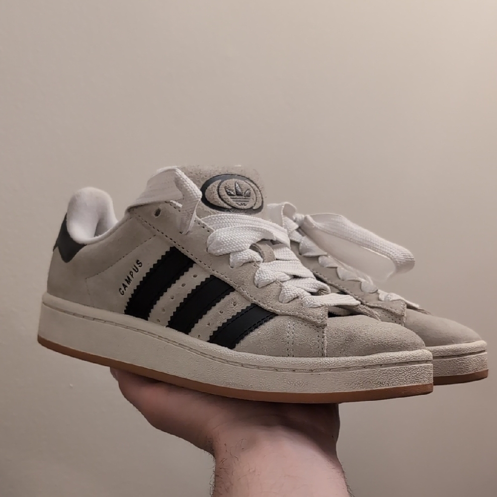 adidas Campus Suede Sneakers in Beige with Black Stripes